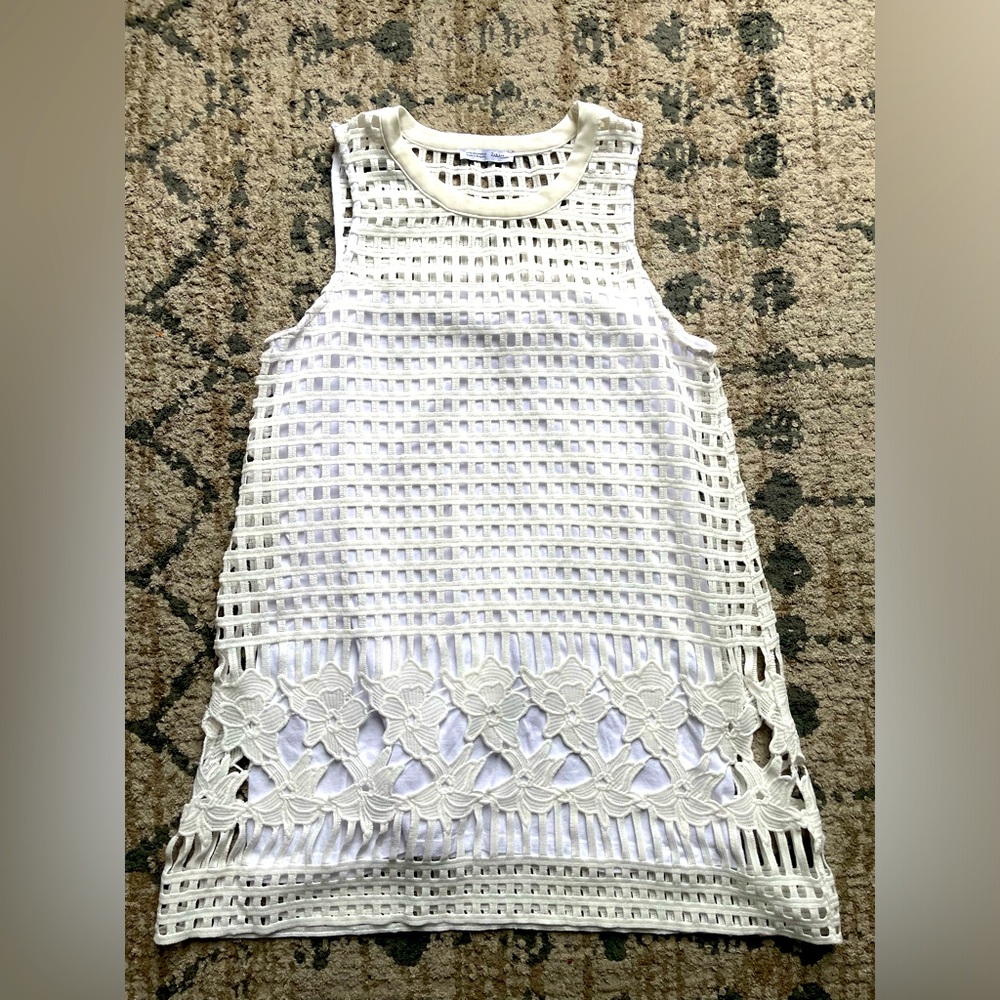 Zara BW Collection Sleeveless White Tank with Overlay Size Medium Summer Neutral